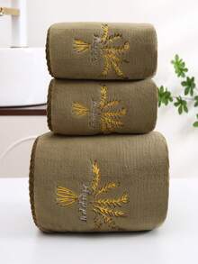 1/2/3 szt. Grube ręczniki z polaru koralowego z haftem z kłosów pszenicy, miękkie, chłonne i szybkoschnące ręczniki/ręczniki kąpielowe z polaru koralowego, odpowiednie do łazienki, hotelu, siłowni, podróży, prezentów, salonu, sportu, na zewnątrz, na plażę, do szkoły, na powrót do szkoły, akcesoriów podróżnych, artykułów gospodarstwa domowego, prezentów - Wielokolorowe - Zobacz 14