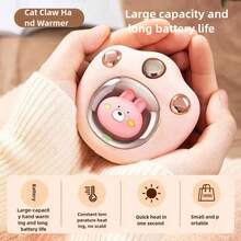 OBOVAY 1个便携式迷你可充电暖手宝，电子暖手宝，可爱设计，USB充电，1200mAh，情人节礼物 - 彩色 - 查看 2