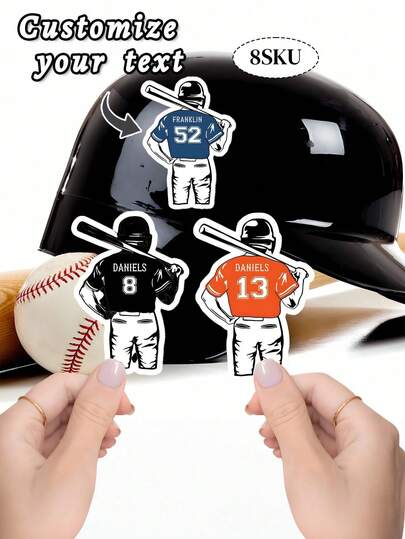 Baseball Name Decal | Personalized Custom Baseball Sticker | Team Baseball Decals Sticker With Name And Number | Baseball Gift-9pcs Stickers Scrapbook Supplies Funny Stickers Scrapbooking Supplies Kindle