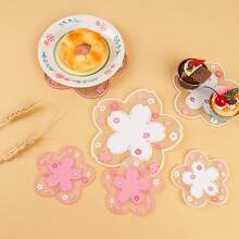 1 chiếc đế lót ly hình hoa màu hồng 11.5cm, thích hợp cho cốc cà phê, cốc trà sữa, v.v., có nhiều kích cỡ khác nhau, cách nhiệt cho bàn làm việc, đồ dùng văn phòng - đồ dùng học tập - quà Giáng sinh - quà Lễ Tạ ơn - đế lót ly quán cà phê - đế lót ly nhà hàng - Nhiều màu - Xem 5