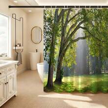 1 Stück Duschvorhang mit Sonnenwald Paulownia Baum, Natürlicher Stil Badezimmer Duschvorhang, Morgennebel Grüne Wiese Badezimmer Vorhang, Geeignet für frische Badezimmer Dekoration, Leuchtend grünes Blatt Badezimmer Accessoires, Entspannende Badezimmer Artikel, Geeignet für rustikalen Stil Badezimmer ruhiger Duschvorhang, Strapazierfähiger rustikaler Stil Heim Badezimmer Duschvorhang - Grüne Knospen - Übersicht 9