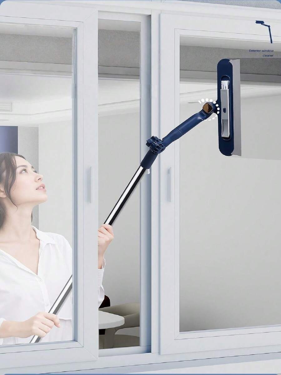 Bộ dụng cụ lau cửa sổ 3 trong 1, gạt nước đa năng xoay 360° cho cửa sổ nhà cao tầng, dụng cụ lau cửa sổ hai mặt dùng trong gia đình, dụng cụ làm sạch kính, không để lại vết nước. Dùng để chà sàn, lau kính chắn gió ô tô, dụng cụ vệ sinh. Thích hợp để lau sàn nhà, kính, đá cẩm thạch, tường, gương. Quà tặng ngày lễ.