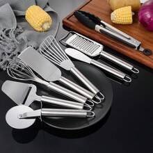 8件套奶酪披萨刀套装、不锈钢黄油刮刀、烘焙和打蛋厨房工具套装、厨房配件、家居必备品 - 白色 - 查看 1