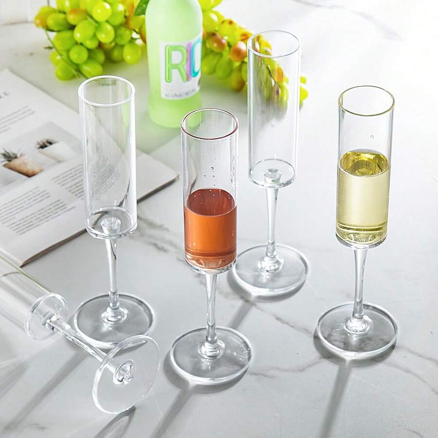 Reusable Transparent Champagne Glasses, Suitable For Weddings, Parties, Birthdays, Christmas Gatherings - Multicolor - View 1