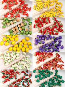 3/6/9/12个随机可爱水果海洋主题吊坠饰品，2D/3D DIY项链、耳环、手链配件 - 3D動物 - 查看 4