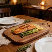 Advanced Acacia Wood 13in Cutting Board, Chopping Board, Kitchen, Kitchen Supplies, Cooked Meat Cutting Board, Serving Board, Bread Board. Material Handling Board For Meat, Cheese, Bread, Vegetables And Fruit. The Ideal Kitchen Tool And Mother's Day Gift. - Brown - View 4