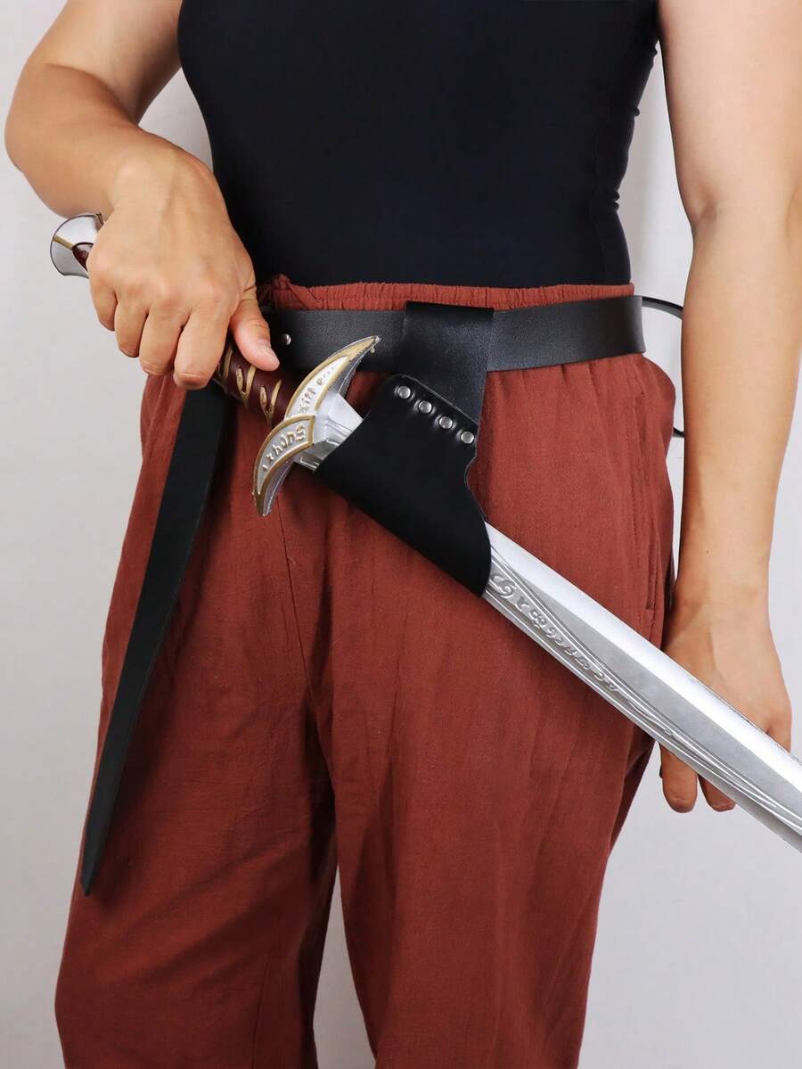 2 bao kiếm da thời Trung cổ, bao kiếm hiệp sĩ Viking thời Phục hưng dùng cho hóa trang Halloween, biểu diễn sân khấu, nhập vai, thắt lưng cổ điển - C - Xem 1