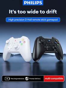 PHILIPS 飞利浦 DLK5010 蓝牙游戏控制器，无线带霍尔效应触发器，机械按钮兼容 Switch、PC、手机、电视、蓝牙、Steam、NS，多振动游戏模式，支持有线/无线，6 轴陀螺仪，双霍尔操纵杆，Turbo 功能 - 彩色 - 查看 2