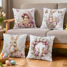 4件套复活节装饰枕套，单面印花枕套，适用于客厅、卧室家居装饰，四季皆宜 - 不含枕芯 - 多色08 - 查看 10