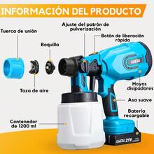 Pistola Eléctrica Para Pintura 1200ml  For Furniture - Azul - Ver 7