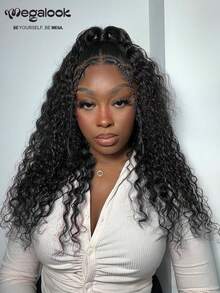 MEGALOOK 一体式3D蕾丝半假发，水波纹，带抽绳，100%真人发丝，多种款式，无需胶水 - 预剪透明蕾丝，自然发际线，预漂白发结，真人发丝，适合女性，新手友好，180%密度 - 无需胶水，自然美观，日常佩戴，适合办公室、僵尸新娘、万圣节、派对、Y2K、反派、度假、户外、角色扮演、校园、学校假期、圣诞节、派对、婚礼、节日等场合。 - SNatural - 查看 2