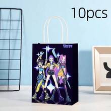 10pcs Cartoon Anime K-Pop Theme Gift Bags, Anime Character Pattern Merchandise, Suitable For Birthday Party, Theme Party And Candy Packaging - Girls - View 5