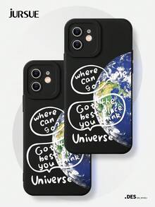 JURSUE 时尚美观趣味防震软壳手机壳，兼容 17/16/15/14/13/12/11 Pro Max/SE/2020/X/XR/XS/IP8/7 Plus，型号 MZ50248 - 黑色 - 查看 3