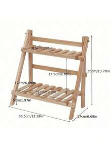 1pc Vintage Wooden Desktop Storage Rack/Display Shelf - Dual-Layer Storage Rack, Multifunctional Foldable Design, Suitable For Home Decor, Multi-Layer Desktop Storage, Office Flower Rack, Home Storage & Display Of Bracelets,Wooden Flower Stand, Earrings, Office Accessories, Plant & Spice Display - Wooden Surface, Trapezoid Design, Space-Saving, Easy Assembly - nhật ký - Xem 6