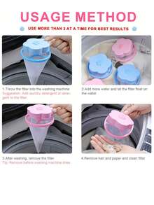 2/1pc Reusable Floating Lint Mesh Bag, Washing Machine Lint Collector, Laundry Cleaning Ball - Multicolor - View 6