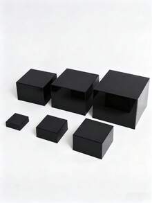 6pcs/Set White Square Pentagonal Desktop Storage Rack - Acrylic Display Box, Cubic Display Jewelry Nested Stand With Hollow Bottom Dual-Use Storage And Display Box, Desktop Storage Rack | Storage Box; For Party, Wedding And Other Holiday Dessert Cake Display And Storage, Used To Display Jewelry, Cakes, Donuts And Other Items On The Tabletop - Multicolor - View 10