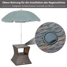 Garden Table, Side Table, Parasol Stand, 54 X 54 X 55 Cm, In Brown Polyrattan, Ideal For Garden Furniture And Terraces. - C - View 4