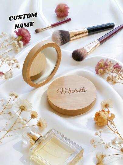 Personalized Engraved Name Mini Mirror, Customized Pocket Mirror, Portable Makeup Mirror, Travel Mirror, Bridesmaid Mirror, Fashionable, Minimalist, Unique Personalized Gift, Suitable For Christmas Gift, Valentine's Day Gift, DIY Customized Birthday Gift, Anniversary Gift, Couple Gift, Mother's Day Gift, Wedding Gift, Bridesmaid Gift, Party Gift, New Year Gift, Best Friend Gift, Bestie Gift