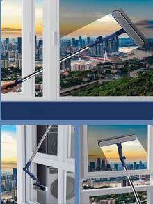 1 pieza Herramienta de limpieza de vidrio multifuncional, Limpiacristales giratorio de 360 grados para ventanas altas del hogar, Herramienta de limpieza de ventanas de doble cara - Varilla de empalme de tipo giratorio - Ver 4