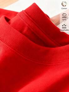 Women's Short Sleeve Crew Neck T-Shirt, Cursive Letter Print T-Shirt For Bridesmaids, Casual T-Shirts For Weddings, Bachelorette Parties And Everyday Wear. - 紅色 - 查看 7