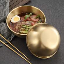 1-3个优雅金色不锈钢沙拉碗 - 防锈易清洗，非常适合沙拉、烘焙、备餐 - 多功能厨房必备，带刻度标记 - 金色 - 查看 6