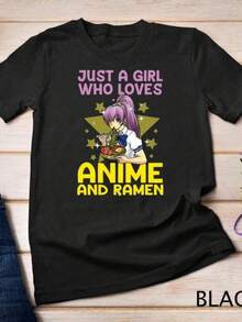 Men's Casual Print Round Neck Short Sleeve T-Shirt Anime Art For Women Teen Girl Anime Merch Ramen Anime Lover Pullover Hoodie T-Shirt Sweatshirt,Soft And Breathable Fabric,Comfortable And Loose,Suitable All Day Wear,Suitable Office Casual Wear,Spring And Summer Daily Appearance, Suitable For Wearing During Christmas - 黑色 - 查看 1