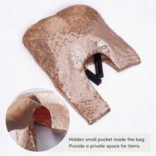 Sequin Evening Bag Wrist Handbag Glitter Clutch Phone Wallet Purse Portable Pouch - Vàng hồng - Xem 6