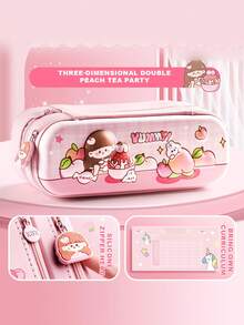 1pc 3D Cartoon Student Pencil Case - Crush-Resistant Dual Layer Large Capacity, Built-In Elastic Band Holder, Lightweight Multi-Pattern High Value Stationery Box - Double-layer 3D Pencil Case - View 12