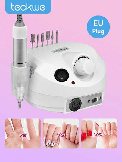 Teckwe Electric Nail Drill Professional Manicure Machine Nail Sander Set Nail Drill Bit Portable Nail Salon Polisher Equipment-EU Plug
