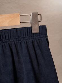 2 pezzi/set Completo sportivo casual per ragazzi, maglietta a girocollo con colore a contrasto e pantaloncini comodi di colore unito, versatile per la scuola, uso quotidiano, riscaldamento per lo sport - Blu reale - Visualizzare 8