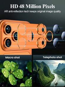 BOLLYMORE 2pcs Camera Lens Protector Case, Orange (Original Color), High Definition Quality, Anti-Drop Anti-Scratch, Suitable For Apple 17 Pro/17 Pro Max - 2pcs Camera - View 2
