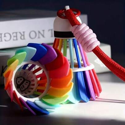 1pc Mini Realistic 3D Printed Badminton Keychain (Random Color Rope) - Creative Small Gift For Friends. Sports Keychain, Keyring. Ideal For Badminton Lovers. Suitable As Birthday, Party, Christmas, New Year, Anniversary Gift For Friends And Family, Interesting Keychain, Novel Item, Quality Craftsmanship, Lightweight And Charming, Household Gift.