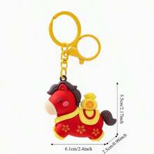 Cute Chinese Zodiac Horse Pendant Keychain | Made Of Silicone And Zinc Alloy, Blessing Luck And Wealth, Creative New Year Gift - Multicolor - View 7