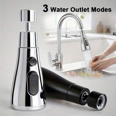 Heavy Duty Swivel Kitchen And Bathroom Faucet, 3 Water Flow Modes, Extendable Accessories, Water-Saving Aerator, Splash-Proof Design, Pressure Boosting System, 20-24mm Adapter, Bathroom Sink Fittings, Durable Plastic Construction, Easy Installation, Suitable For Modern Homes