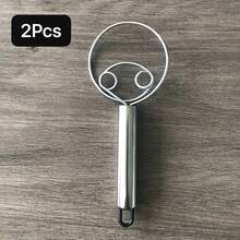 Stainless Steel Manual Dough Mixer With Whisk - Multifunctional Kitchen, Suitable For Baking And Cooking, No Power Needed Dough Mixer, Stainless Steel Handheld Bread Mixer, Dough Scraper, Dual Hole Quick Mixing, Danish Dough Whisk Mixer T3CB - Silver - View 12