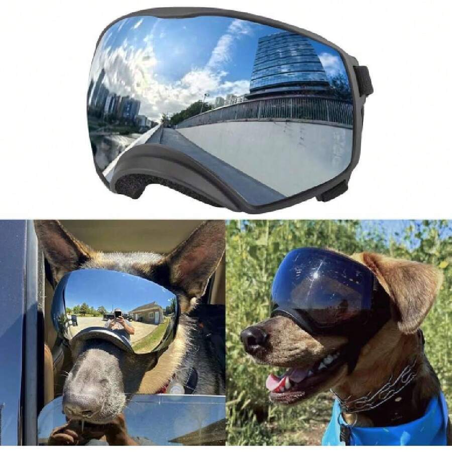 Gafas para Perros de Raza Mediana-Grande Gafas de Sol UV para Perros Lentes Plateados Reflectantes Magnéticos Anti Niebla Exterior Prueba de Viento-Nieve Gafas de Mascota, Negro,41085224 - Café integral - Ver 1