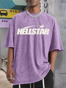 Star Print Tee Shirt, Tees For Men, Casual Short Sleeve T-Shirt For Summer - Màu tím - Xem 2