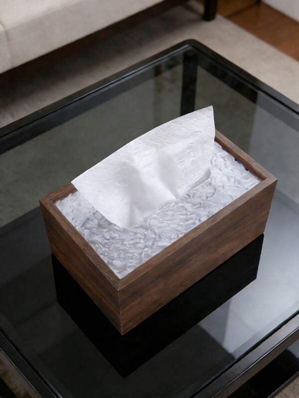 1pc/2pcs Premium Walnut Wood Tissue Box, Paired With Ripple Push-Pull Cover, Minimalist Modern Style Multi-Purpose Storage Box/Tissue Holder, For: Home, Party, Living Room, Bedroom, Bathroom And Office Desk. Suitable For: Christmas, Thanksgiving, Daily Use, New Year, Valentine's Day And National Holiday, Ideal Choice.