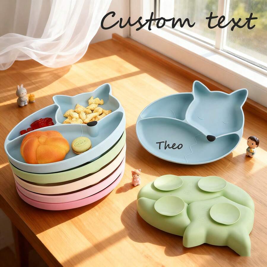 Plato de alimentación para bebé con forma de zorro de silicona personalizado - Multicolor - Ver 1