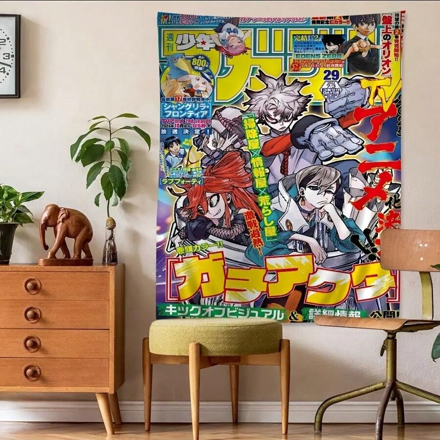 Japanese Combat Anime G Gachiakuta Printed Large Wall Tapestry Cheap Hippie Wall Hanging Bohemian Wall Tapestries(6) - trắng - Xem 1