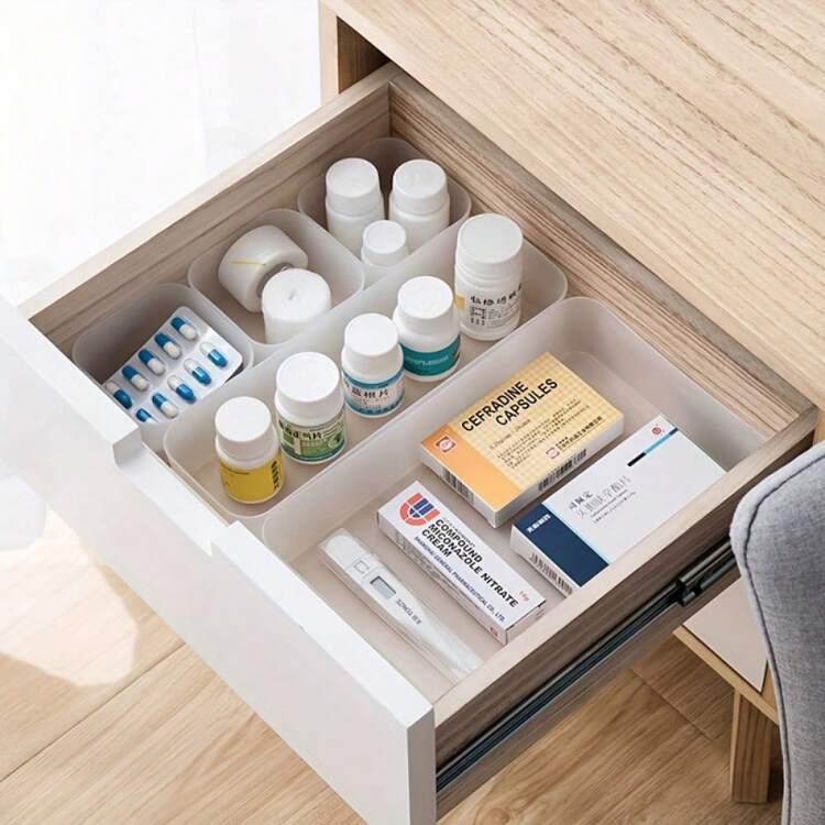 5pcs Organizadores de Cajón Transparentes Extensibles, Divisores de PP Versátiles Apilables, Ideal para Escritorio Baño Cocina Oficina, Almacenamiento de Joyería Cosméticos Maquillaje y Accesorios - 5 piezas - Añade 4