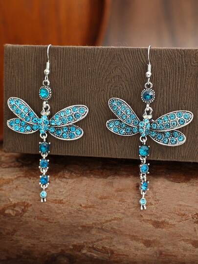 2 pares de pendientes largos de mariposa vintage, pendientes de libélula, pendientes únicos de libélula colgante para mujer