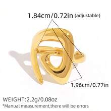 Uself 2pcs/1pc Cincin Wanita Stainless Steel, Cincin Lebar Berlapis Berongga Geometris, Tekstur Logam Tahan Air Minimalis Modis Warna Emas, Cincin untuk Wanita, Cincin Gaya Barat, Cocok untuk Dipakai di Musim Panas, Merek untuk Wanita - MultiWarna - View 7