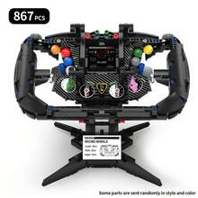 867/833片创意超跑方向盘积木玩具，F1赛车方向盘模型拼装玩具，DIY仿真展示模型玩具，成人STEM拼装项目，物理科学教育玩具，桌面展示模型可作手机支架，生日礼物 - 彩色 - 查看 14