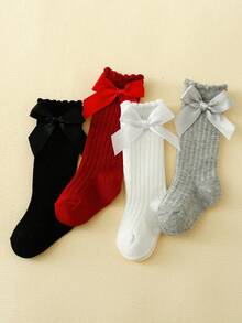 4 đôi Vớ trang trí nơ cho bé trên bắp chân - Nhiều màu - Xem 11