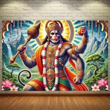 1pc 2D Flat Hanuman God Of New Creation Polyester Backdrop Vibrant Wall Decor With Sunset & Waterfall Scene Home Office Outdoor Parties Weddings Birthdays & Celebrations No Electricity Needed Banners Ornaments - 彩色 - 查看 6