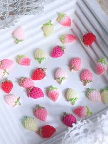 春季可爱草莓美甲配件 混合尺寸 彩色奶油草莓 卡哇伊美甲装饰 Y2K 女孩 情人节 DIY 美甲饰品 美甲用品 - 彩色 - 查看 4