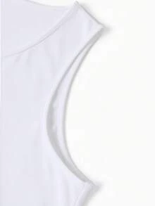 1件男士夏季户外运动健身哑铃印花无袖背心，适合运动和休闲穿着 - 白色 - 查看 5