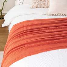 Orange Red Throw Blanket For Bed, Boho Decorative Throw Blanket For Couch Sofa, Knitted Blankets And Throws, Home Decor, 50"X60" - Salmon - View 7