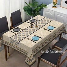 Modern Scandinavian Rectangular Tablecloth Compatible For Dining Tables - Neutral Nordic Pattern, Durable Fabric, Easy-Clean Cover Suitable For, Parties, Events, Restaurants - Nhiều màu - Xem 2